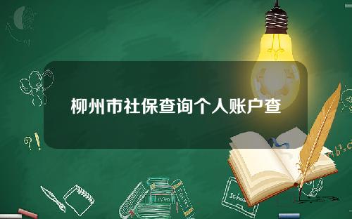 柳州市社保查询个人账户查询(广西柳州社保官网查询登录入口)