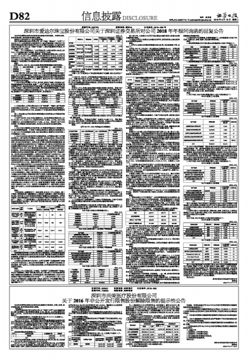 深圳市爱迪尔珠宝股份有限公司关于深圳证券交易所对公司2018年年报问询函的回复公告