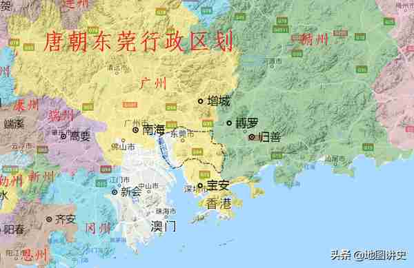 广东东莞行政区划史，东晋建县于宝安，曾管辖深圳中山