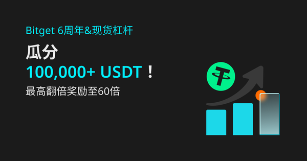 Bitget 6周年&#038;现货杠杆——参与即瓜分100,000+ USDT，奖励还可最高翻60倍！